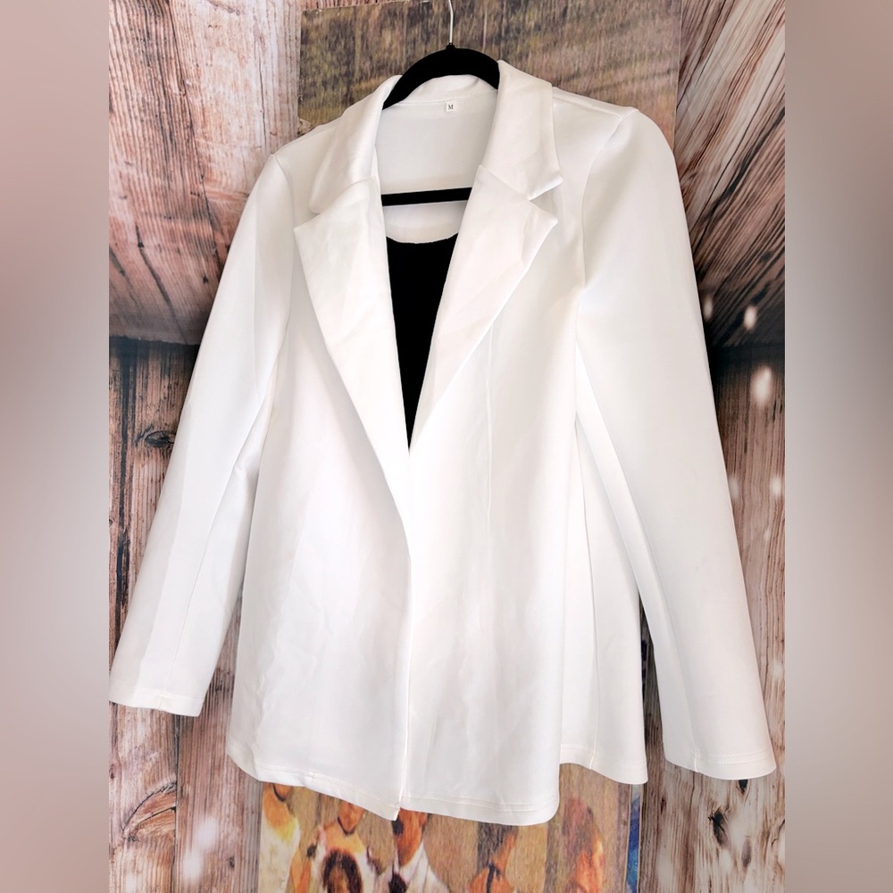 White Classic Blazer!! Papaya Striped Belted Wide Leg Pants!!!